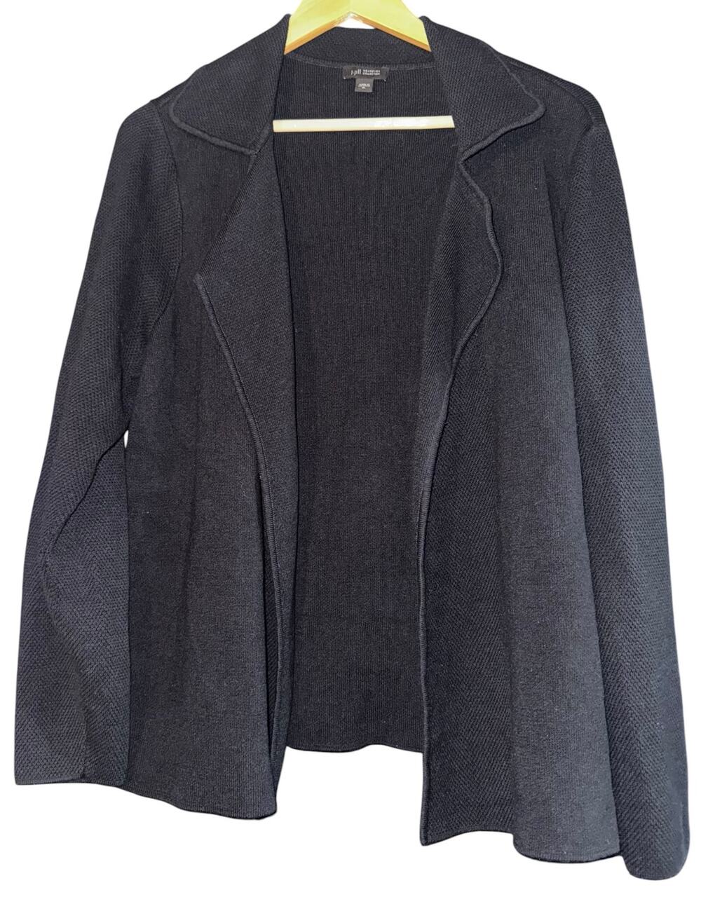 J Jill Wearever Knit Cardigan Women's XL Warm Cozy Black Fall Comfy Minimalist